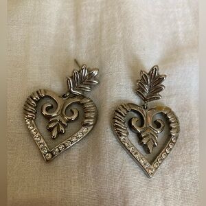 Heart‎ Stainless Steel Earrings with Crystals Pierced Ears